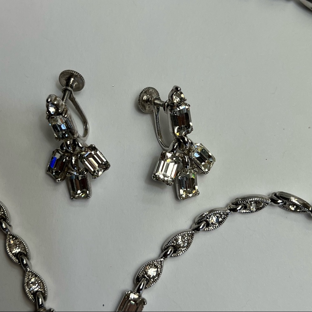 Bogoff rare vintage necklace and earrings set icy rhinestones - Picture 10 of 13